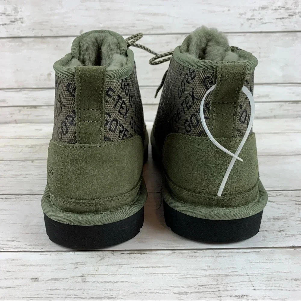 Ugg Neumel Gore-Tex Waterproof Suede Chukka Boots Olive Green Logo 7 Lace Up